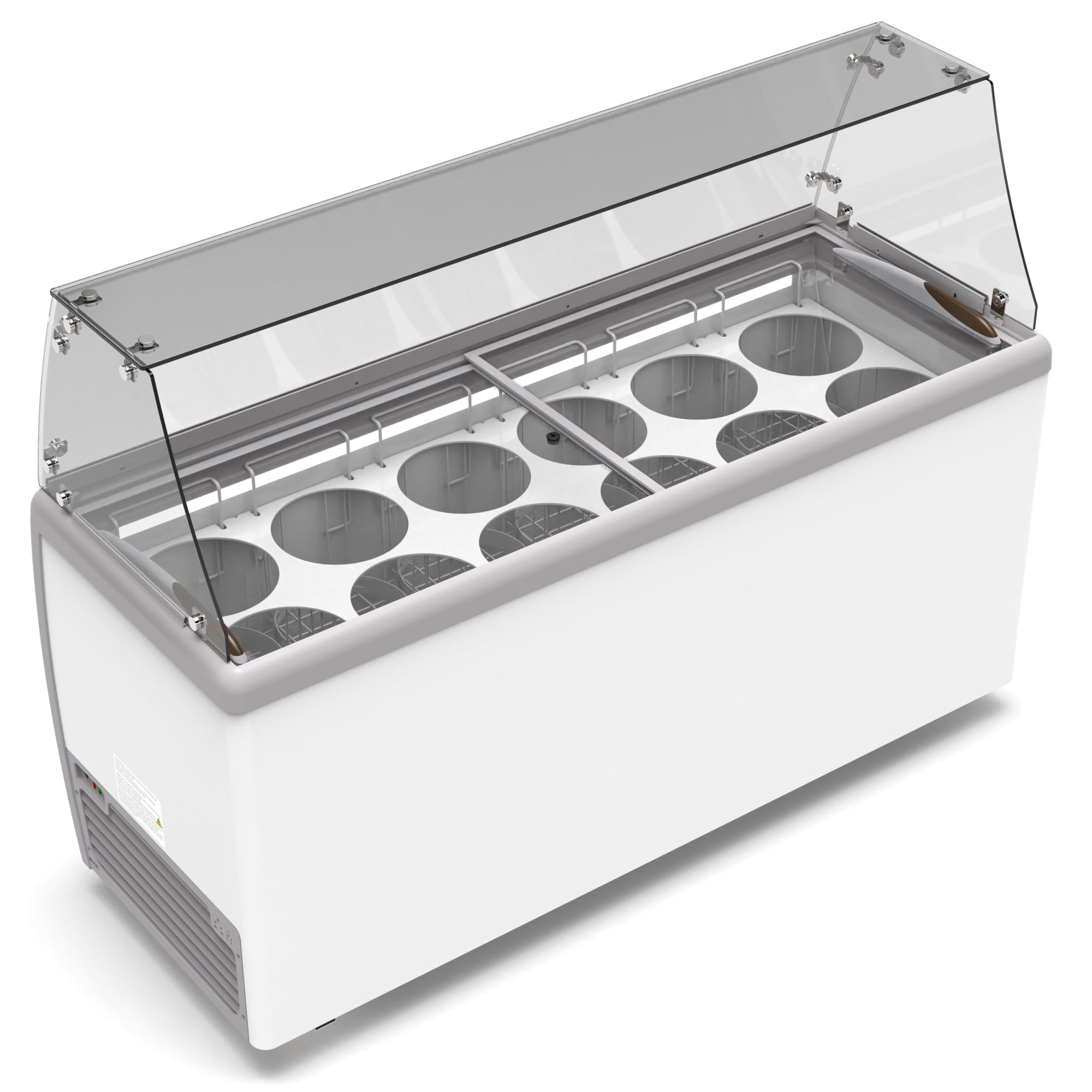 70 in. 12 Tub Ice Cream Dipping Cabinet Display Freezer with Sliding Glass Door and Sneeze Guard, 20 cu. ft.