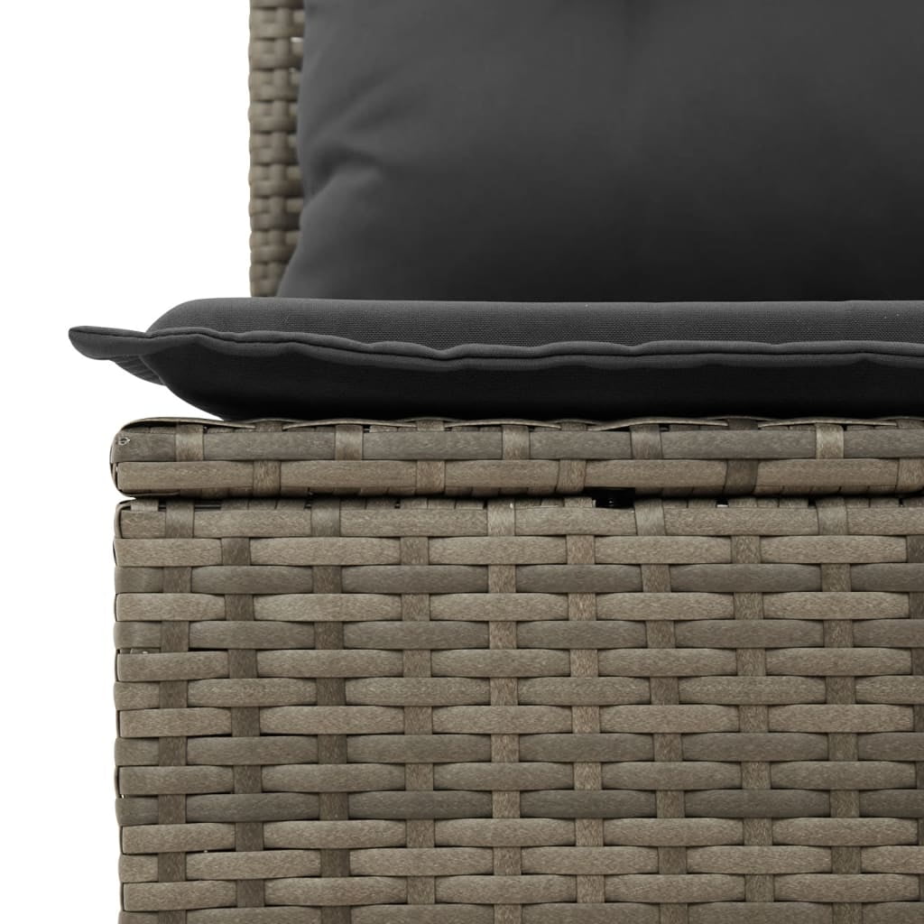 vidaXL Garden Sofa Set Grey PE rattan Large Adjustable Armrests