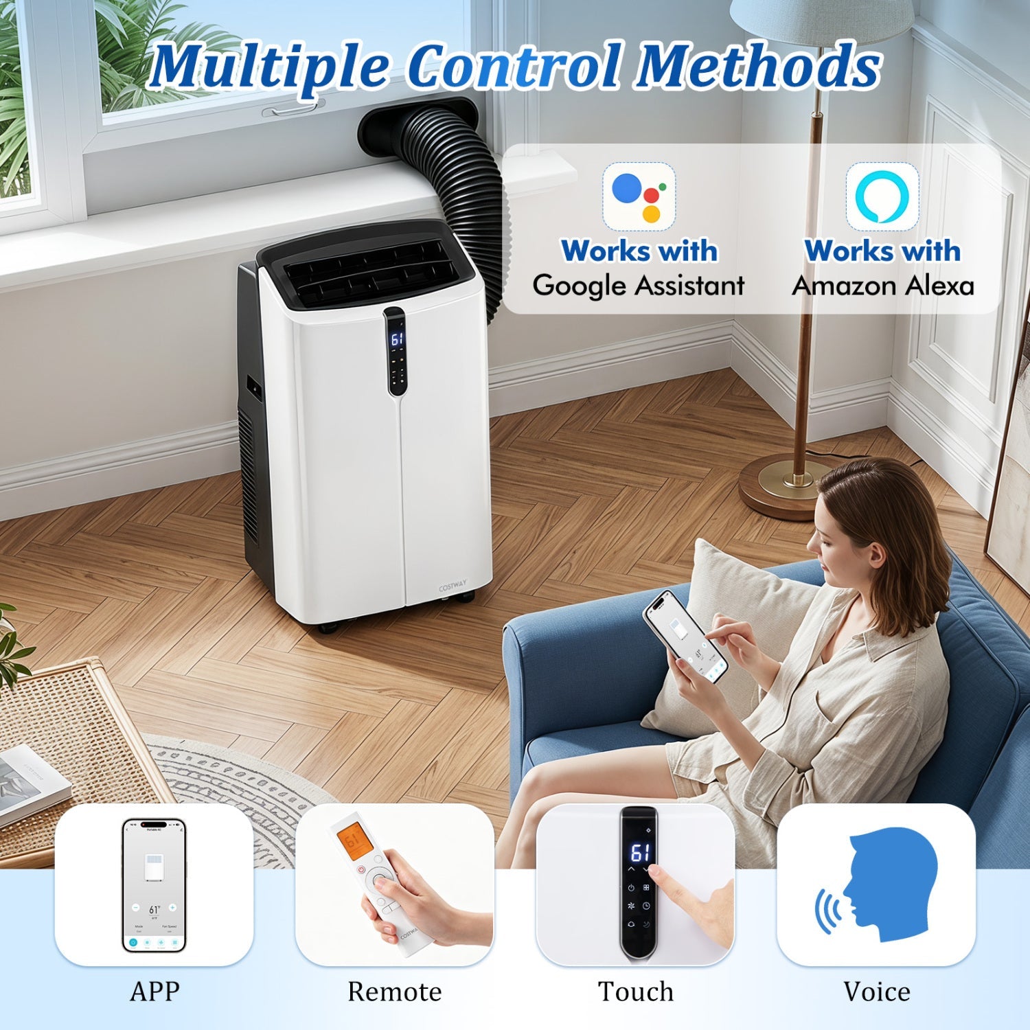 Costway 14000 BTU Smart Portable Air Conditioner APP Voice Control 750 Sq.Ft 33529430 New