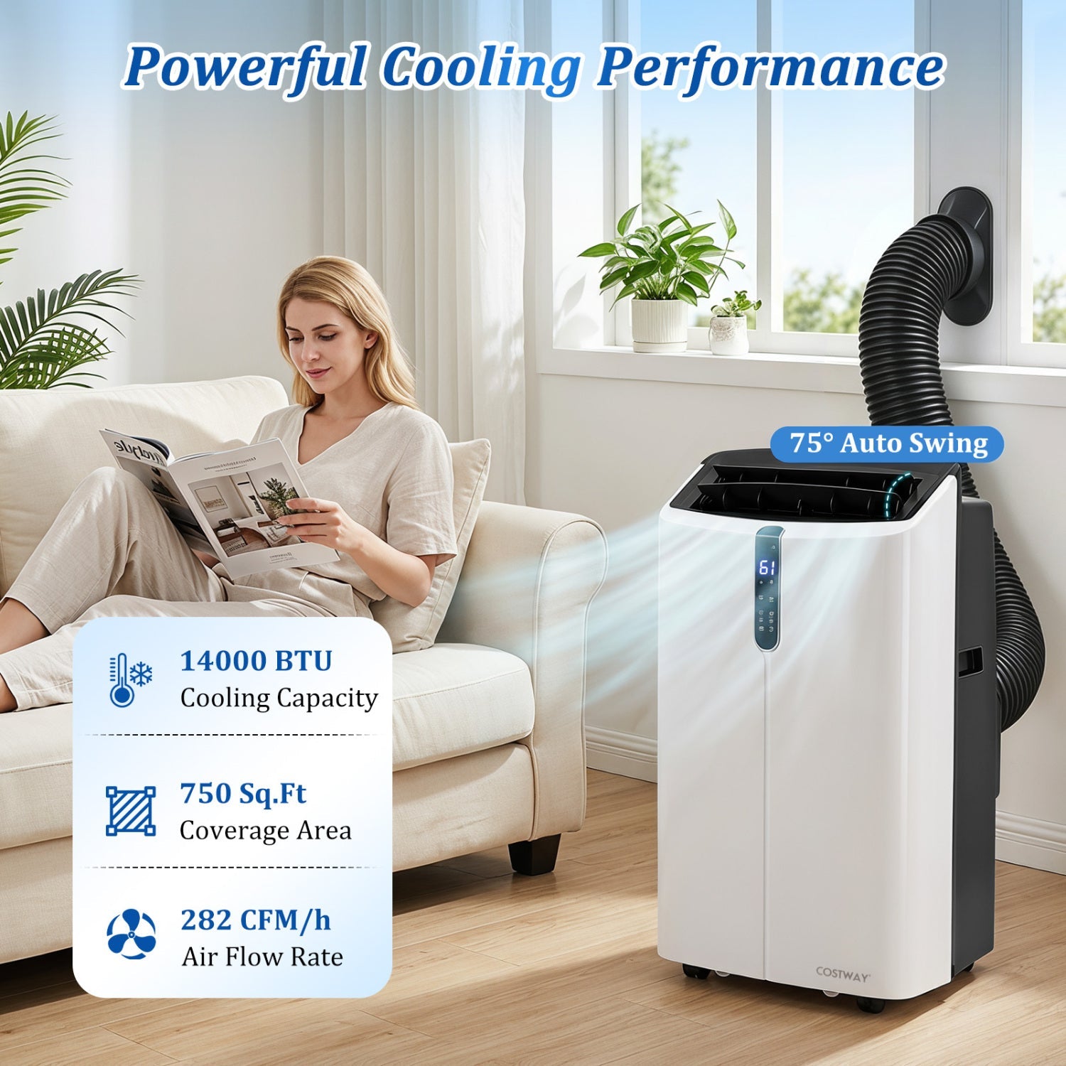Costway 14000 BTU Smart Portable Air Conditioner APP Voice Control 750 Sq.Ft 33529430 New