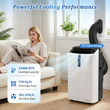 Costway 14000 BTU Smart Portable Air Conditioner APP Voice Control 750 Sq.Ft 33529430 New