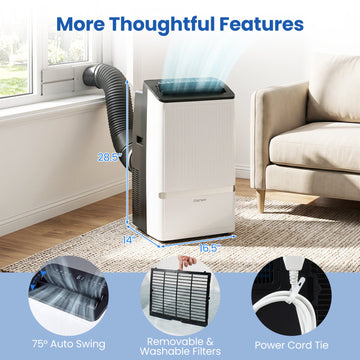 Costway 14000 BTU WiFi Portable Air Conditioner Dehumidifier 24H Timer 48639297 New