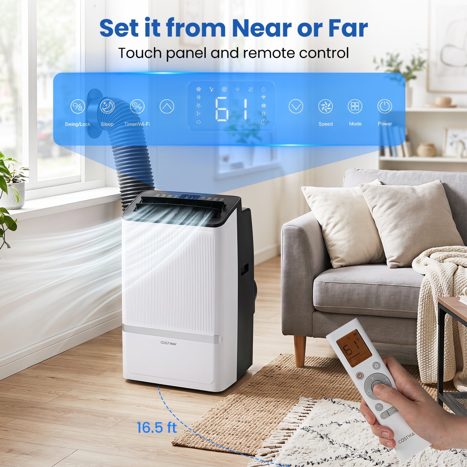 Costway 14000 BTU WiFi Portable Air Conditioner Dehumidifier 24H Timer 48639297 New