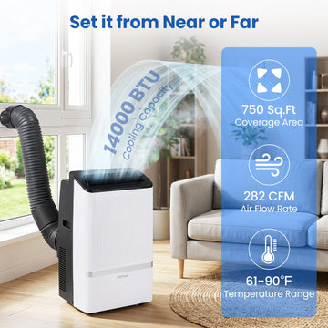 Costway 14000 BTU WiFi Portable Air Conditioner Dehumidifier 24H Timer 48639297 New