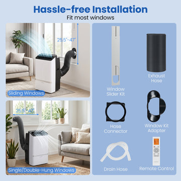 Costway 14000 BTU WiFi Portable Air Conditioner Dehumidifier 24H Timer 48639297 New