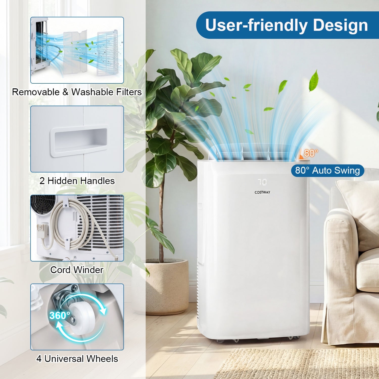 Costway 15000 BTU Inverter Smart WiFi Portable Air Conditioner Heater 79502212 New