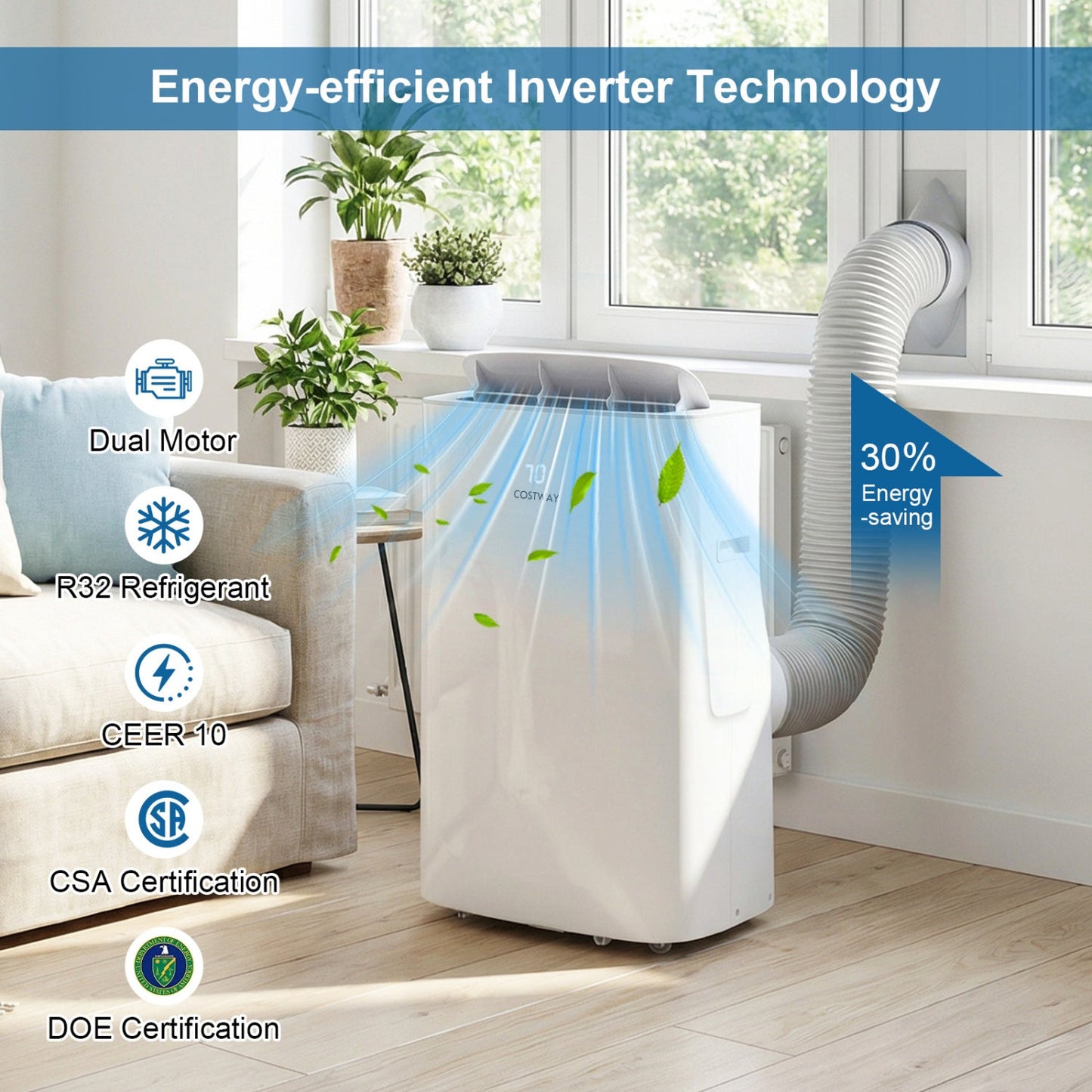 Costway 15000 BTU Inverter Smart WiFi Portable Air Conditioner Heater 79502212 New
