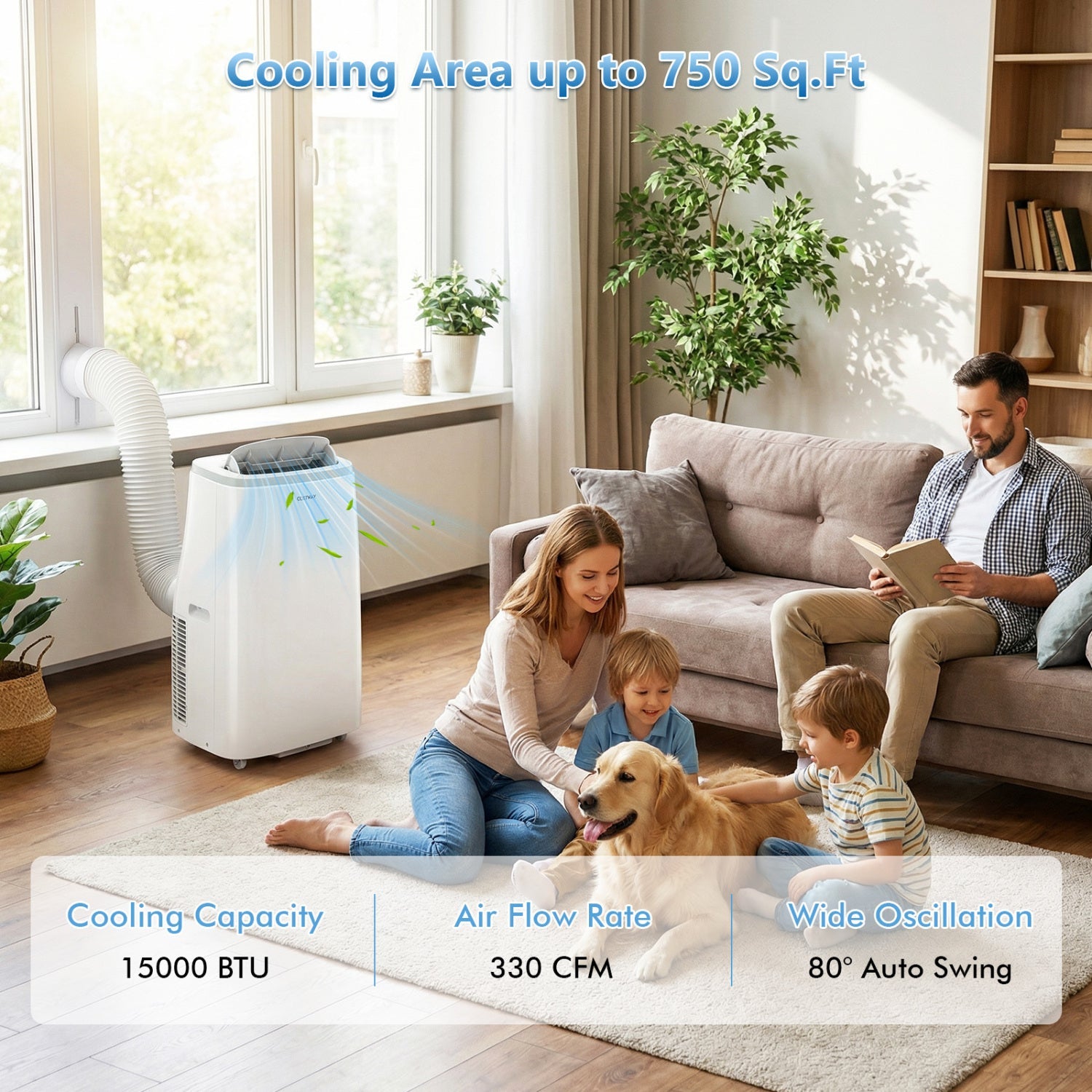 Costway 15000 BTU Portable Air Conditioner APP Control Fan 64668244 New