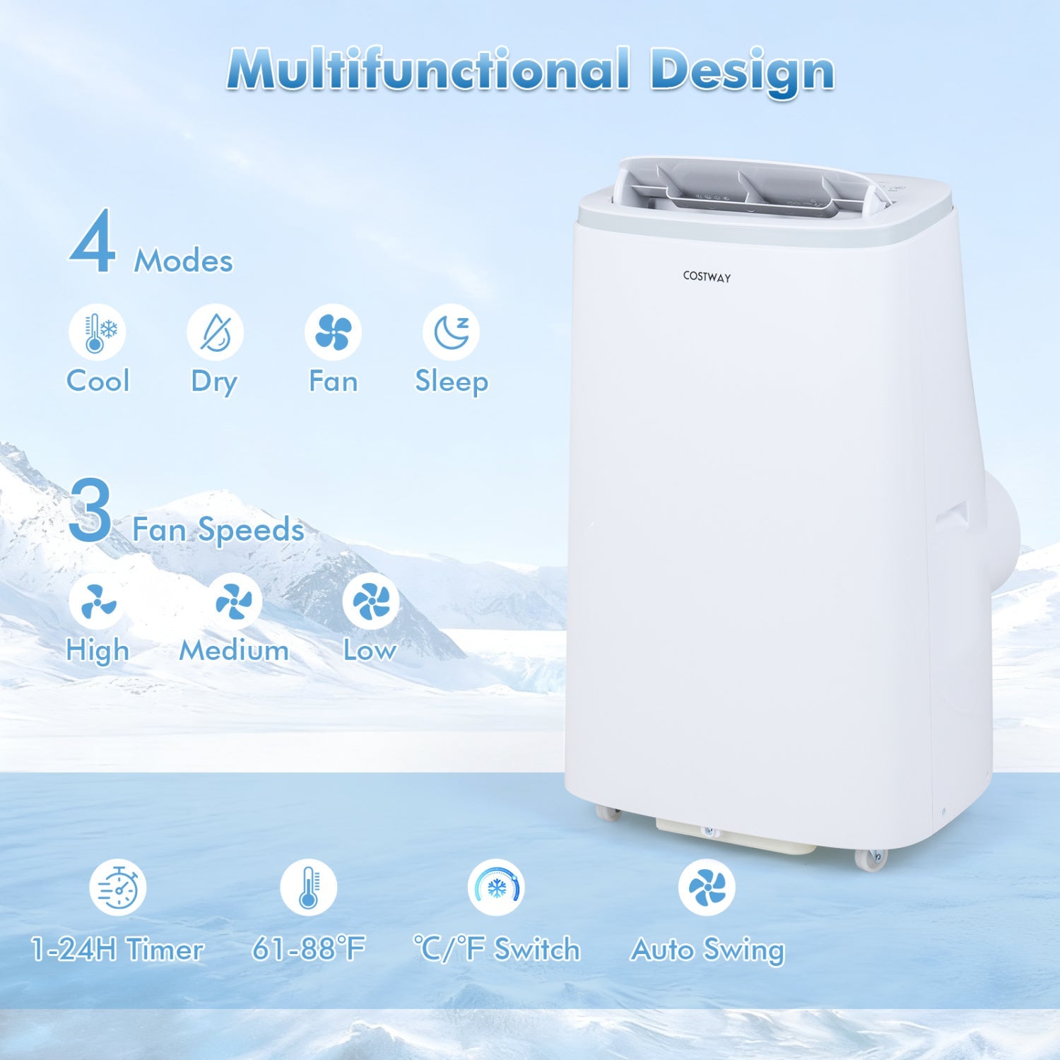 Costway 15000 BTU Portable Air Conditioner APP Control Fan 64668244 New