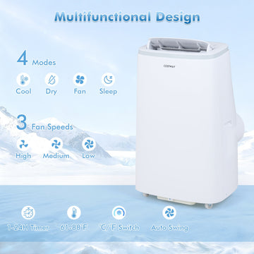 Costway 15000 BTU Portable Air Conditioner APP Control Fan 64668244 New