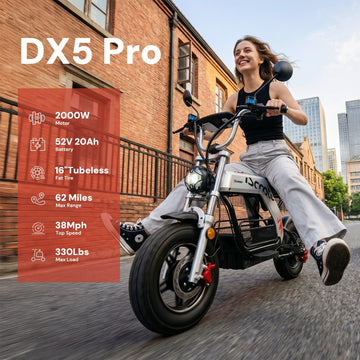 iScooter DX5 Pro Electric Scooter with Seat 2000W 52V 20Ah 62 Miles 38 MPH New