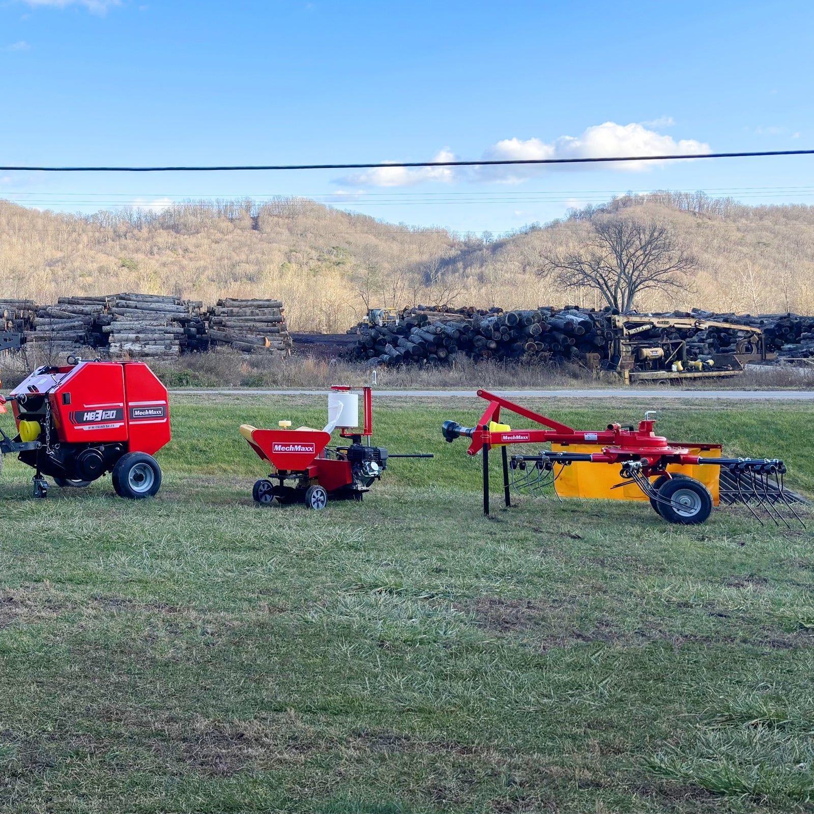 MechMaxx HB3120, HW20, HT100 Hay Equipment Bundles Hay Baler Hay Wrapper Hay Rake Tedder Bundle New