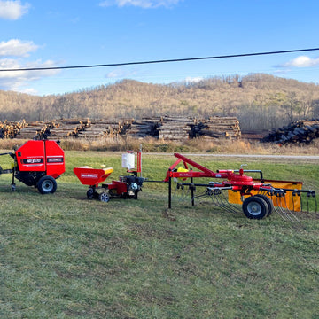MechMaxx HB3120, HW20, HT100 Hay Equipment Bundles Hay Baler Hay Wrapper Hay Rake Tedder Bundle New