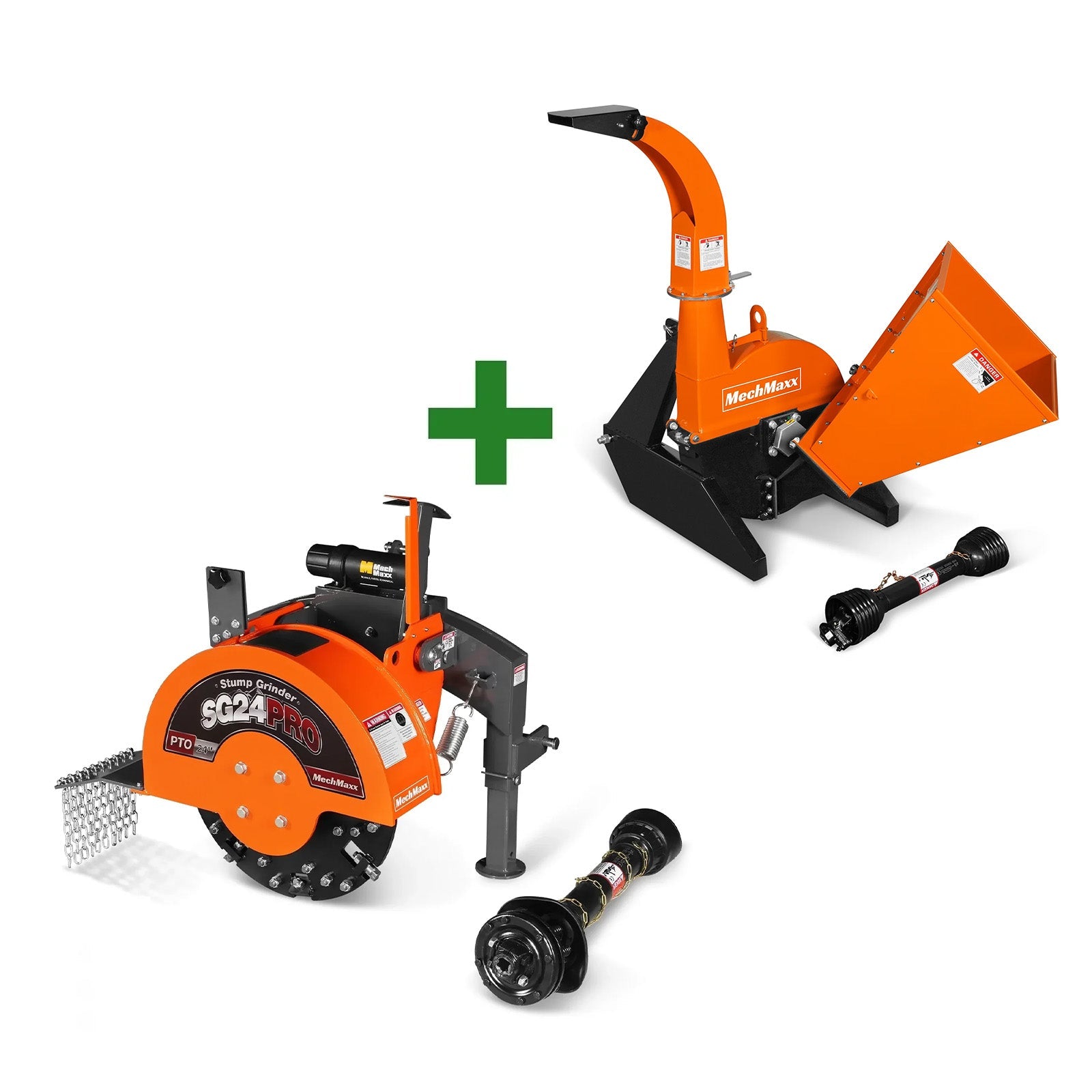 3-Point PTO Stump Grinder & Wood Chipper Bundle; SG24PRO; BX42S; Orange
