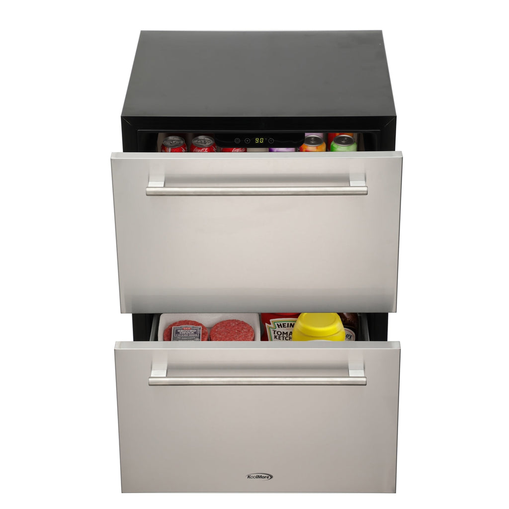 24 in.  Built-in Two-Drawer Outdoor Refrigerator in Stainless-Steel