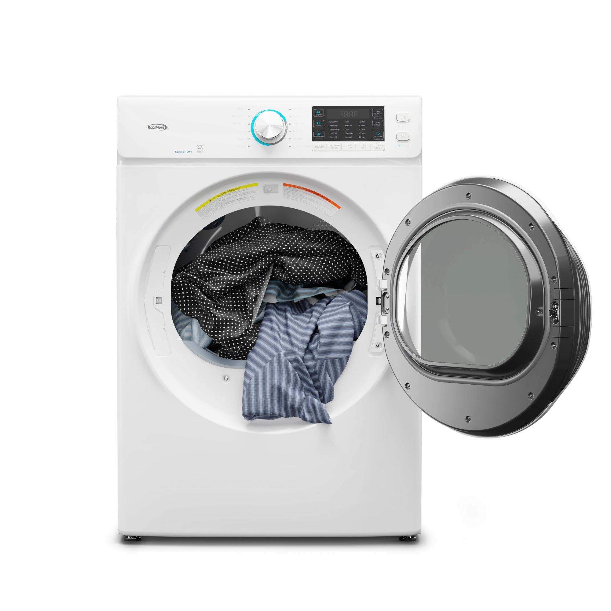 8 cu. ft. Large Capacity Stackable Vented Electric Front Load Dryer in White, 240V