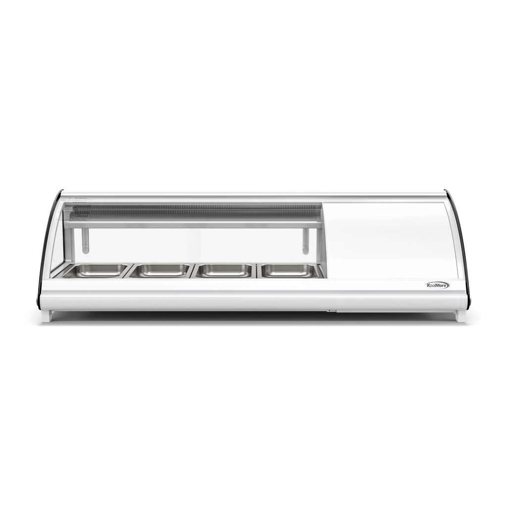 46 in. Glass Sushi Countertop Display Refrigerator with 4 Stainless Steel Trays in White