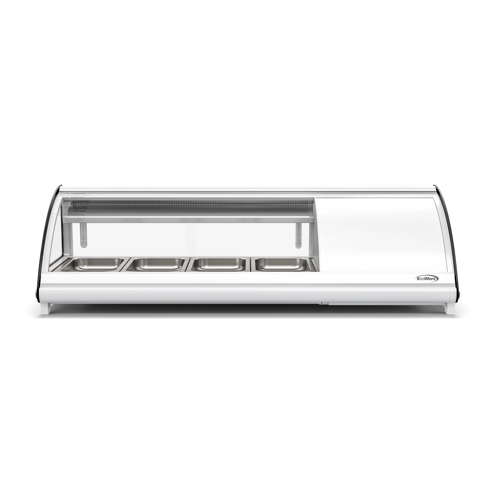 46 in. Glass Sushi Countertop Display Refrigerator with 4 Stainless Steel Trays in White