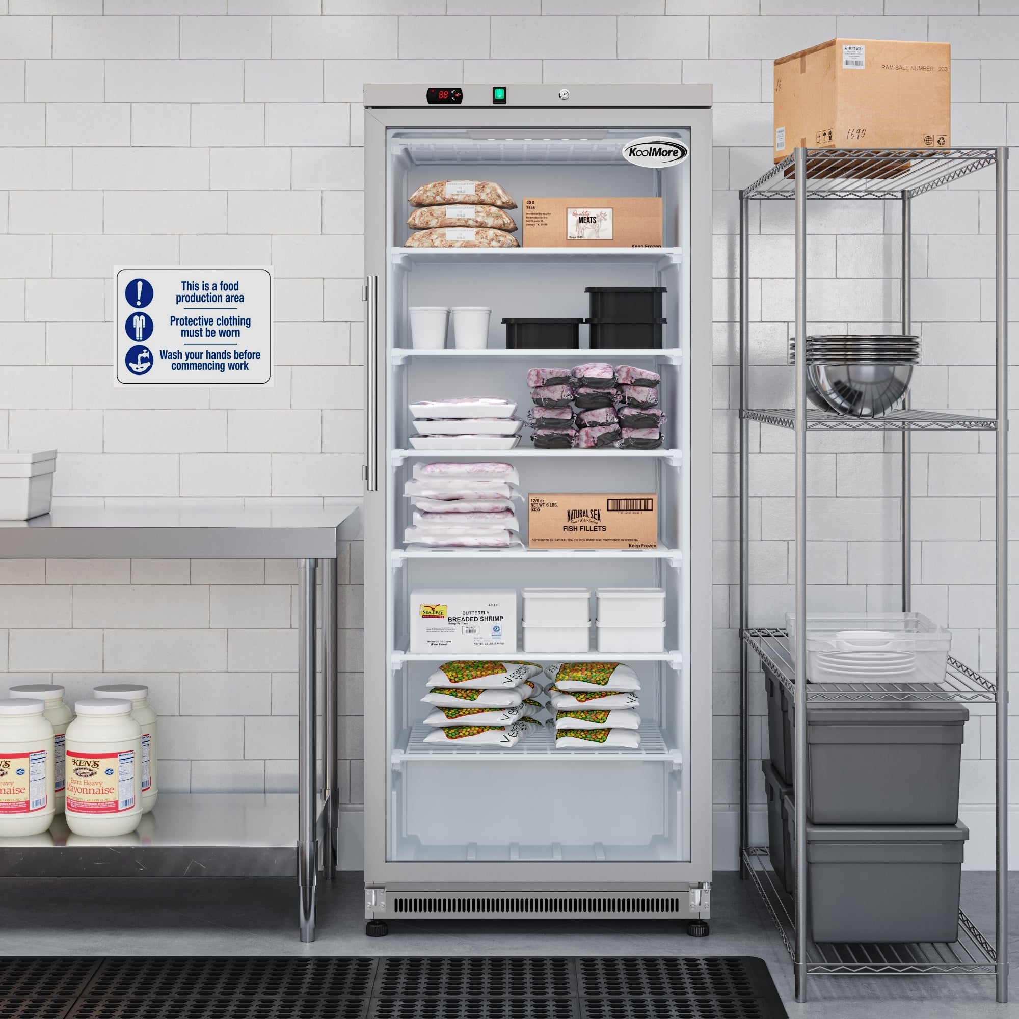 21 Cu. Ft. Commercial Freezer with Glass Door in Stainless Steel - Manual Defrost
