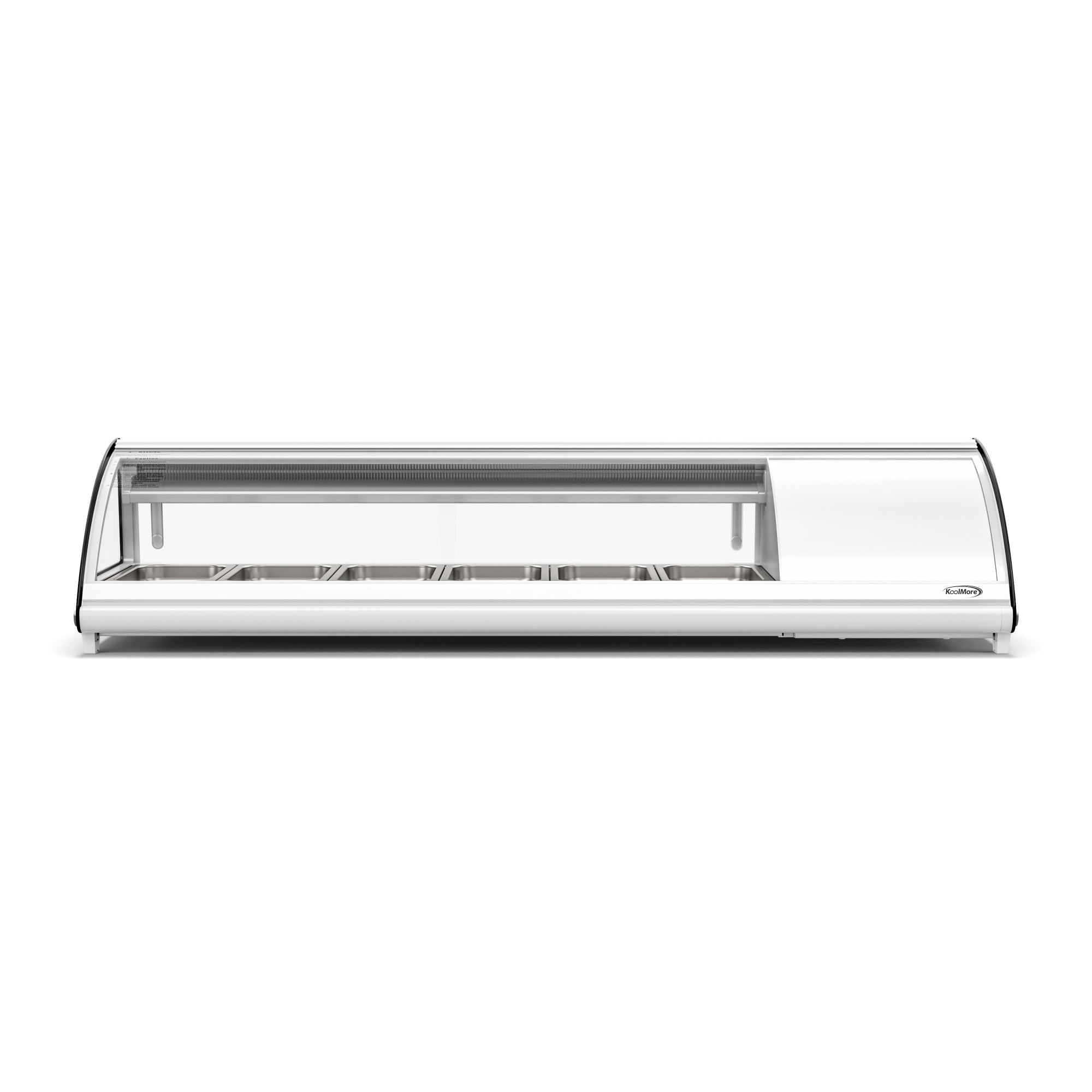 60 in. Glass Sushi Countertop Display Refrigerator with 6 Stainless Steel Trays in White