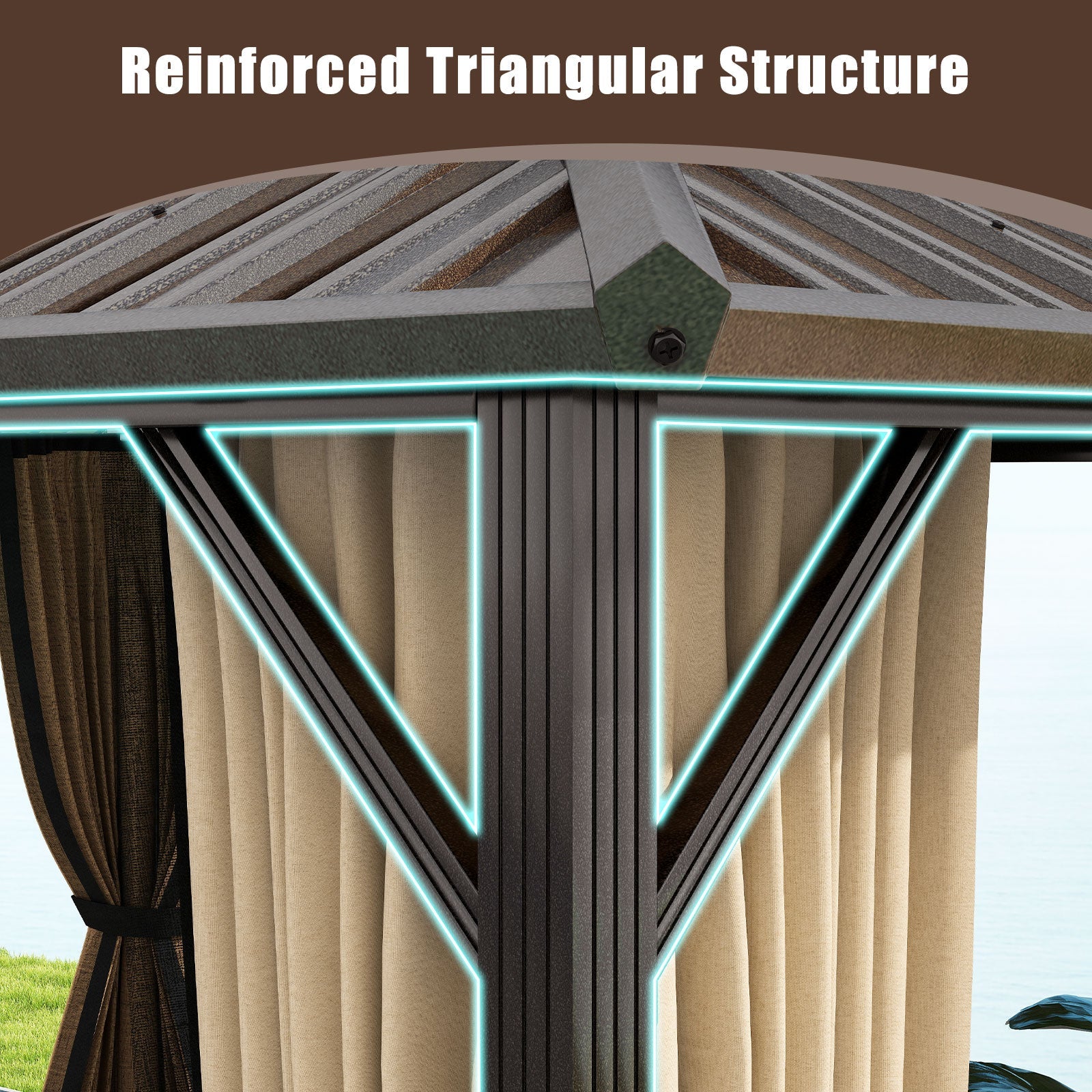 Costway 16' x 12' Hardtop Gazebo Outdoor Pergola Patio Garden Deck 296758341 New