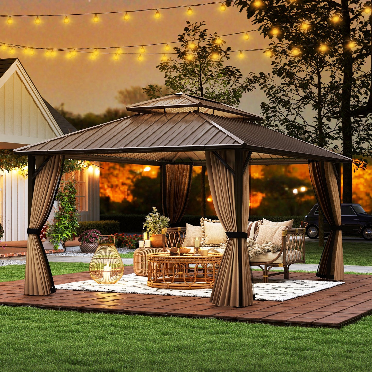 Costway 16' x 12' Hardtop Gazebo Outdoor Pergola Patio Garden Deck 296758341 New