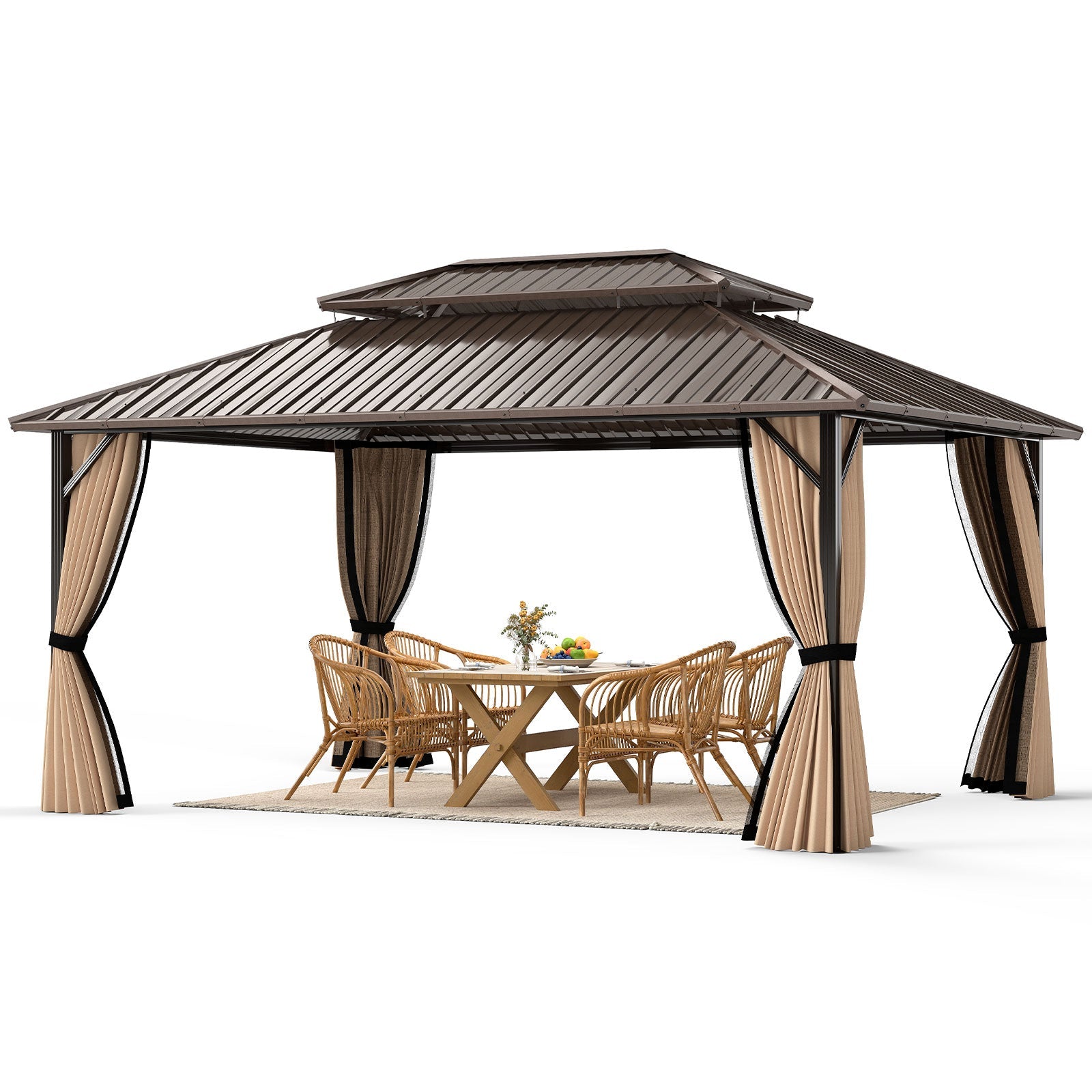 Costway 16' x 12' Hardtop Gazebo Outdoor Pergola Patio Garden Deck 296758341 New