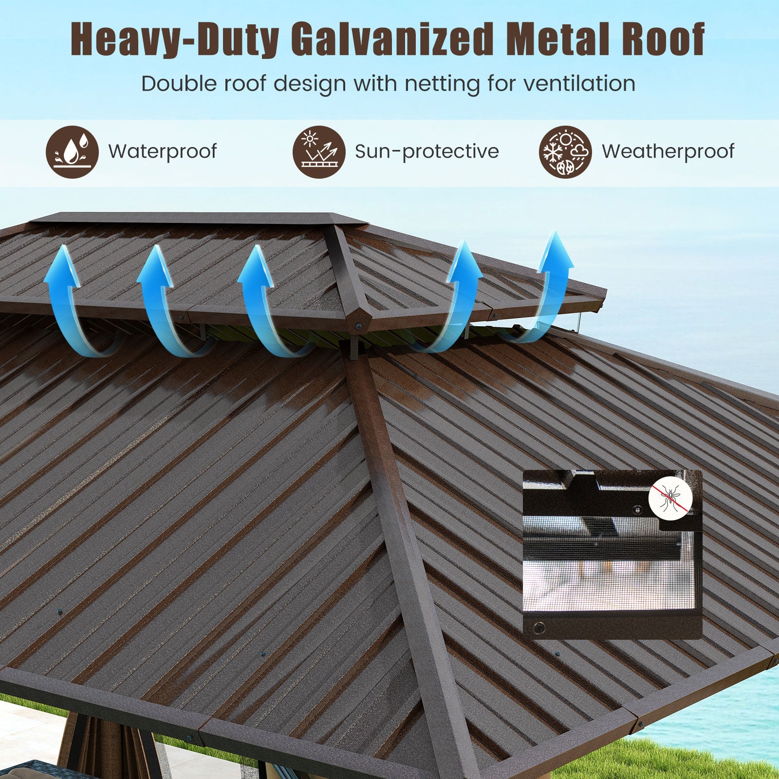 Costway 16' x 12' Hardtop Gazebo Outdoor Pergola Patio Garden Deck 296758341 New