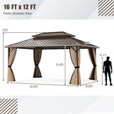 Costway 16' x 12' Hardtop Gazebo Outdoor Pergola Patio Garden Deck 296758341 New