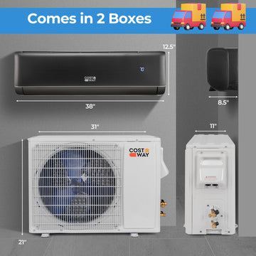 Costway 18,000 BTU 21 SEER2 Mini Split Air Conditioner & Heater 208-230V Gray 84312657 New