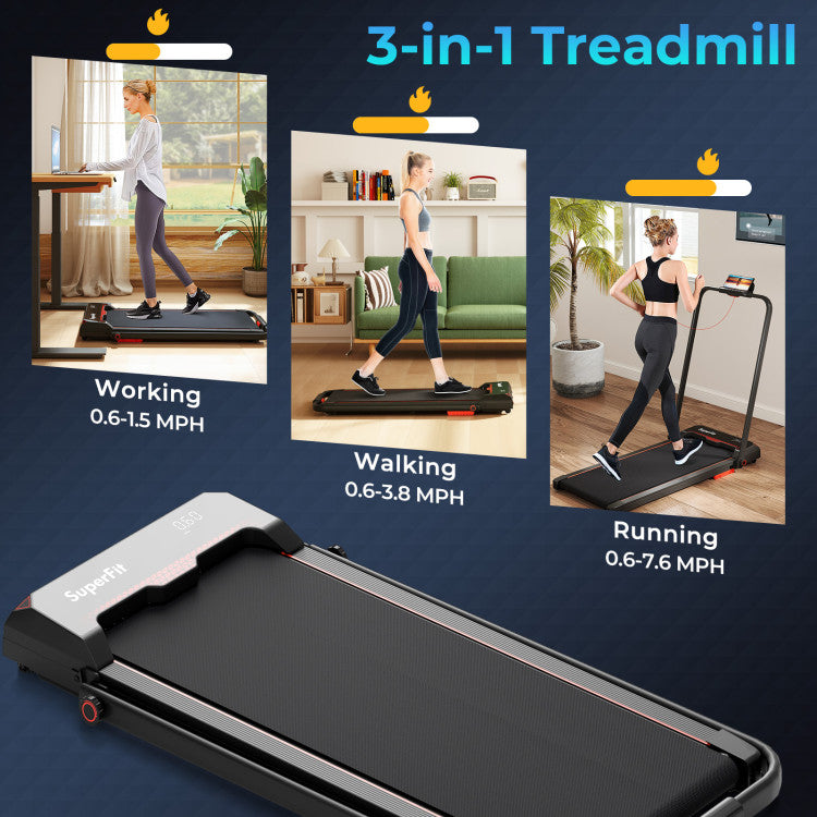 Costway 3-in-1 Folding Treadmill & Modern Accent Chair Home Fitness Relaxation Set 45044279 New