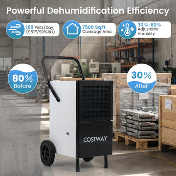 Costway 189 Pint Commercial Dehumidifier Built-in Water Pump 72124330 New