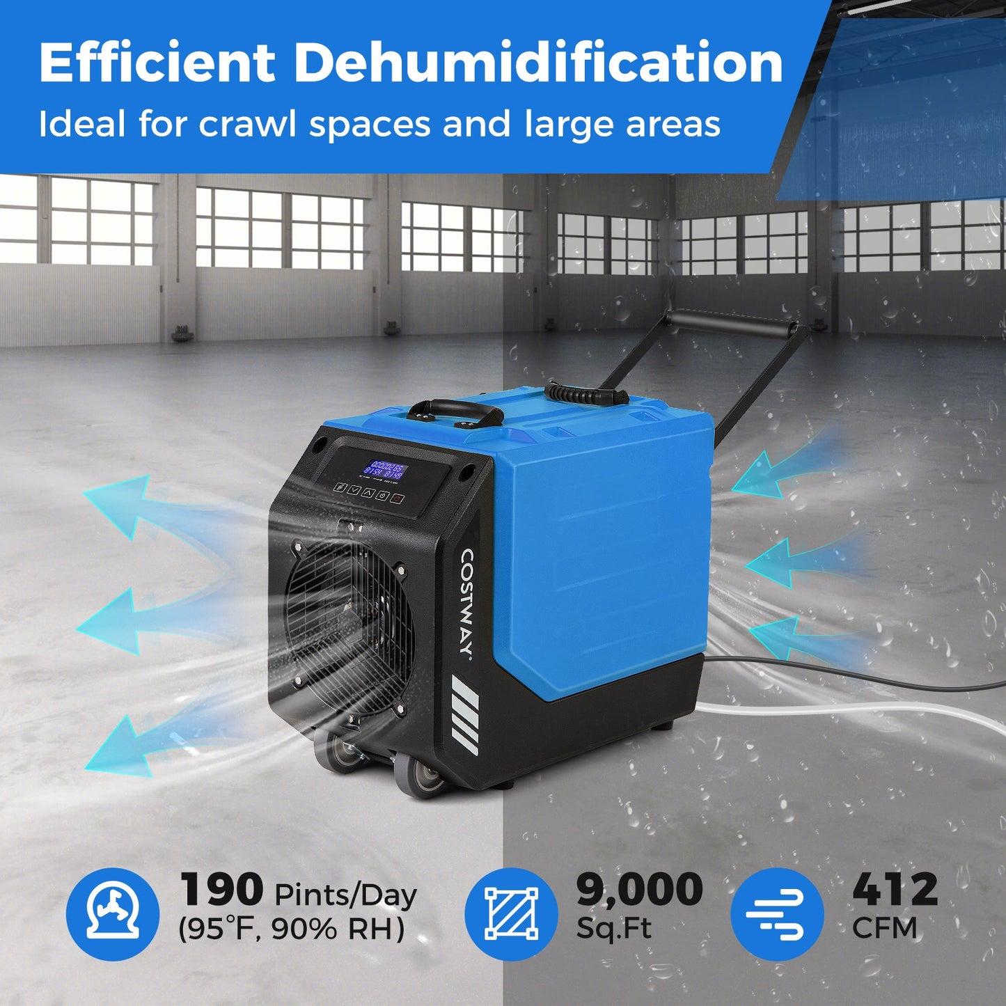 Costway 190 PPD Commercial Dehumidifier w/ Pump 2 Wheels 37891426 New