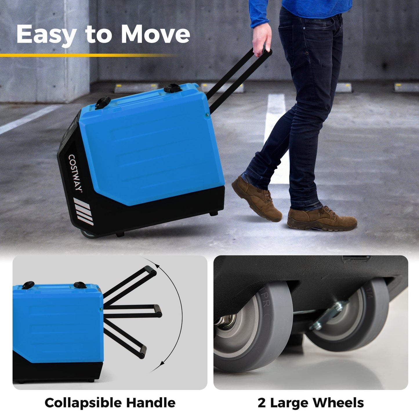 Costway 190 PPD Commercial Dehumidifier w/ Pump 2 Wheels 37891426 New