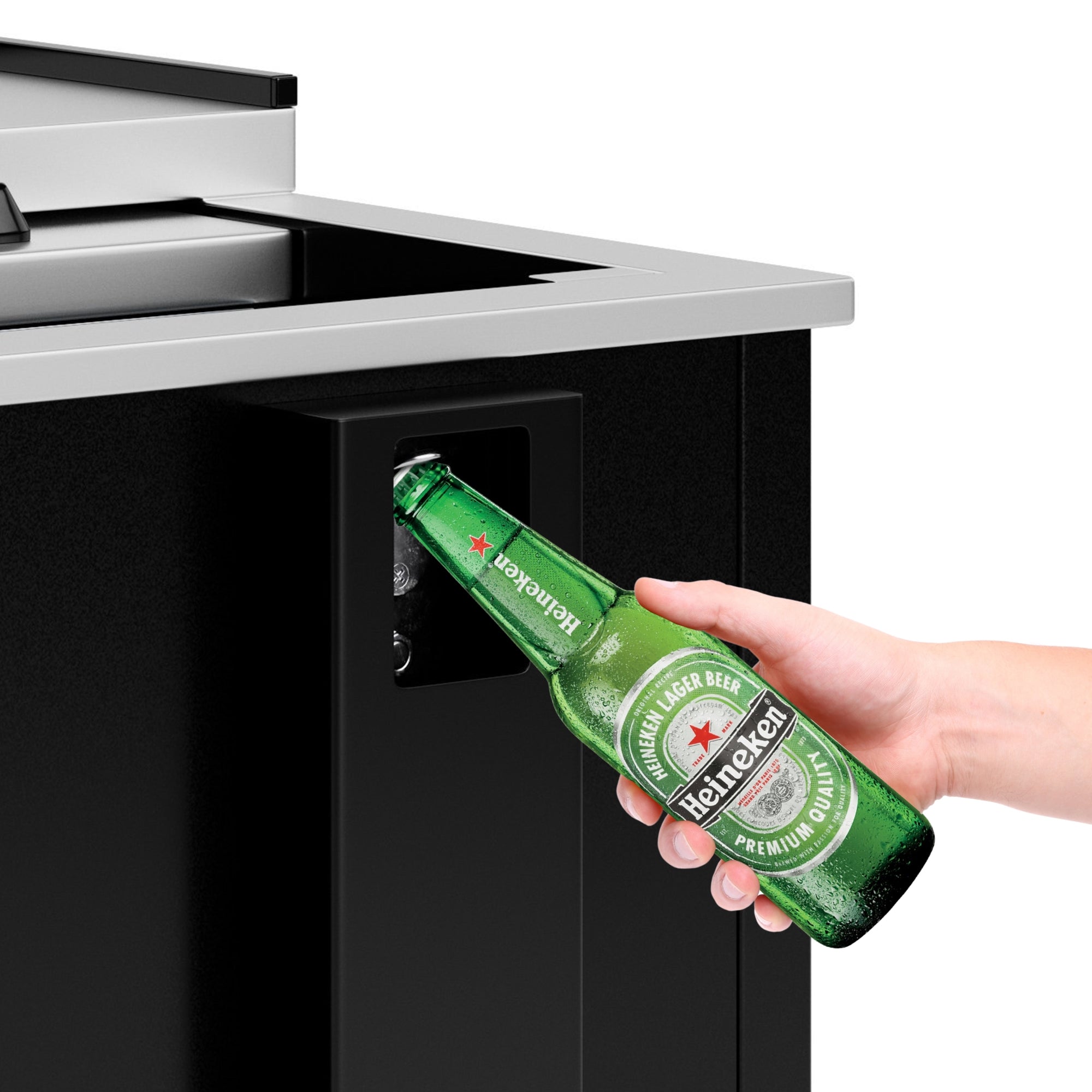 36 in. Commercial Bottle Cooler in Black with Built-In Opener, ETL Listed, 9 cu. ft.