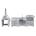 KoolMore Outdoor Kitchen Series Modular Kitchen with a Dual Fuel Pizza Oven, 3 Drawer Cabinet, Sink, 30 in. BBQ Grill and Cabinet in Stainless-Steel
