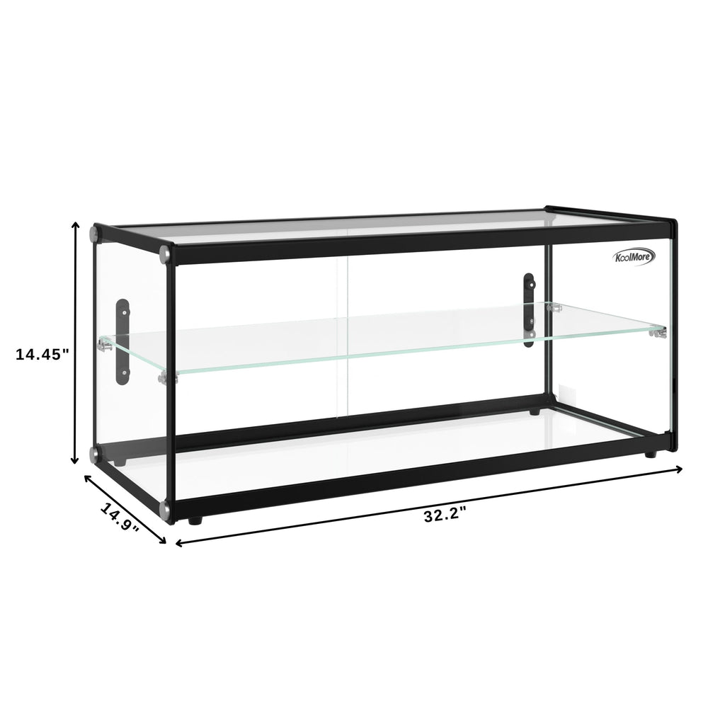 33 in. 2 Tiered Pastry Display Case With Shelf and Sliding Door, 3.2 cu. ft. Capacity, ETL Listed