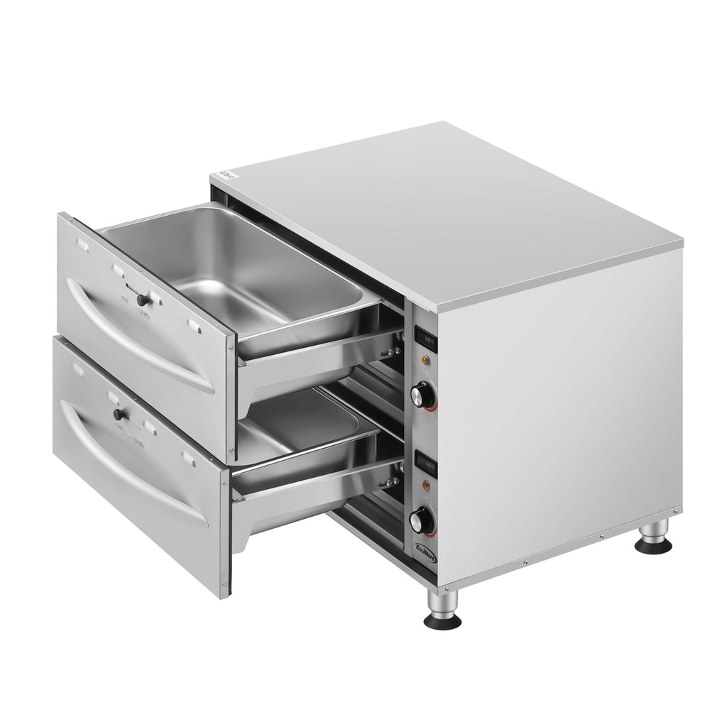 Two-Drawer Commercial Free Standing Warming Drawers in Stainless-Steel