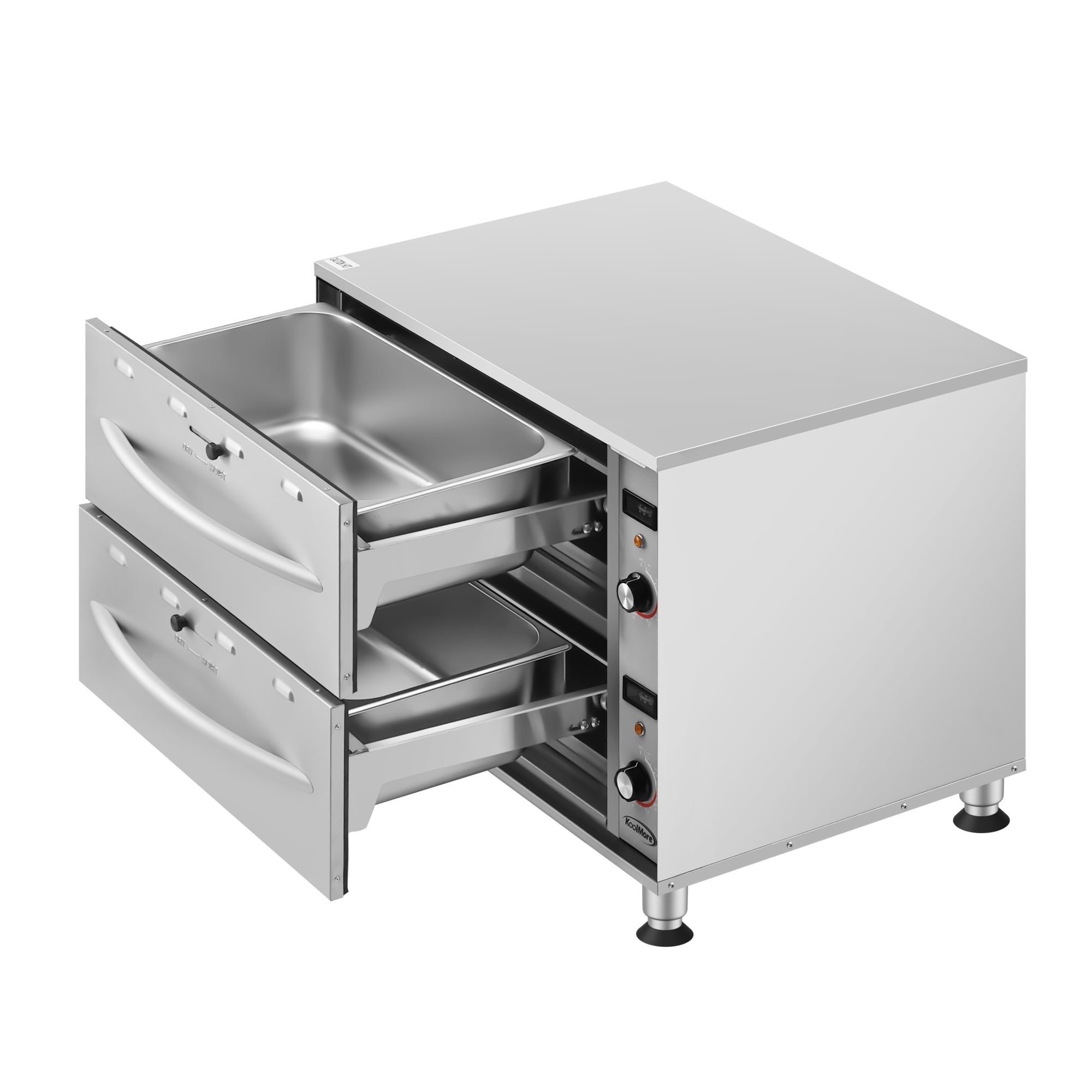 Two-Drawer Commercial Free Standing Warming Drawers in Stainless-Steel