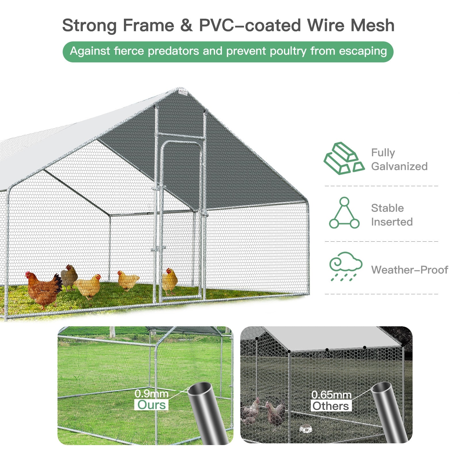 Costway 13' x 13' Walk-in Chicken Coop Waterproof Cover Outdoor Backyard Farm 61592834 New