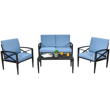 Costway 4-Pc Patio Furniture Set Aluminum Frame Cushioned Sofa 68451239 New