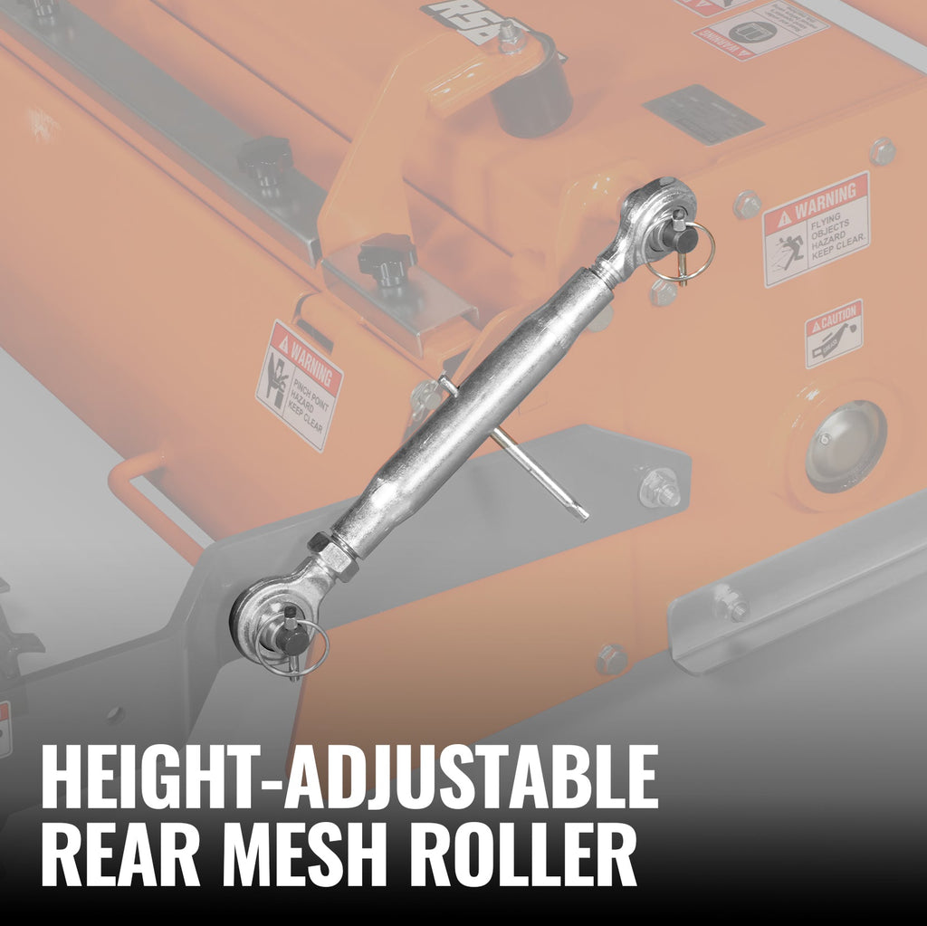 65 in Stone Burier Reverse Rotary Tiller,  3 Point Hitch Cat.1,  Chain Drive,  PTO Shaft Included with Slip Clutch,  30-55 HP,  RSB65