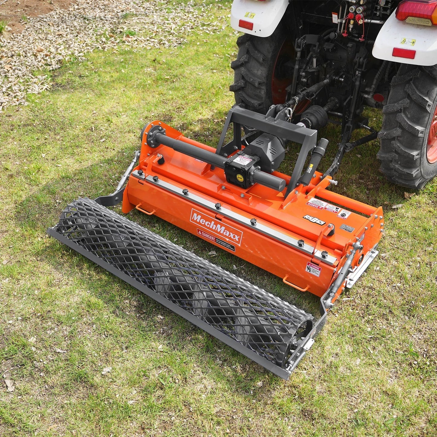 MechMaxx RSB65 Rotary Tiller 65" Stone Burier Reverse Rotary Tiller 3 Point Hitch Cat.1 Chain Drive PTO Shaft Included Slip Clutch 30-55 HP New