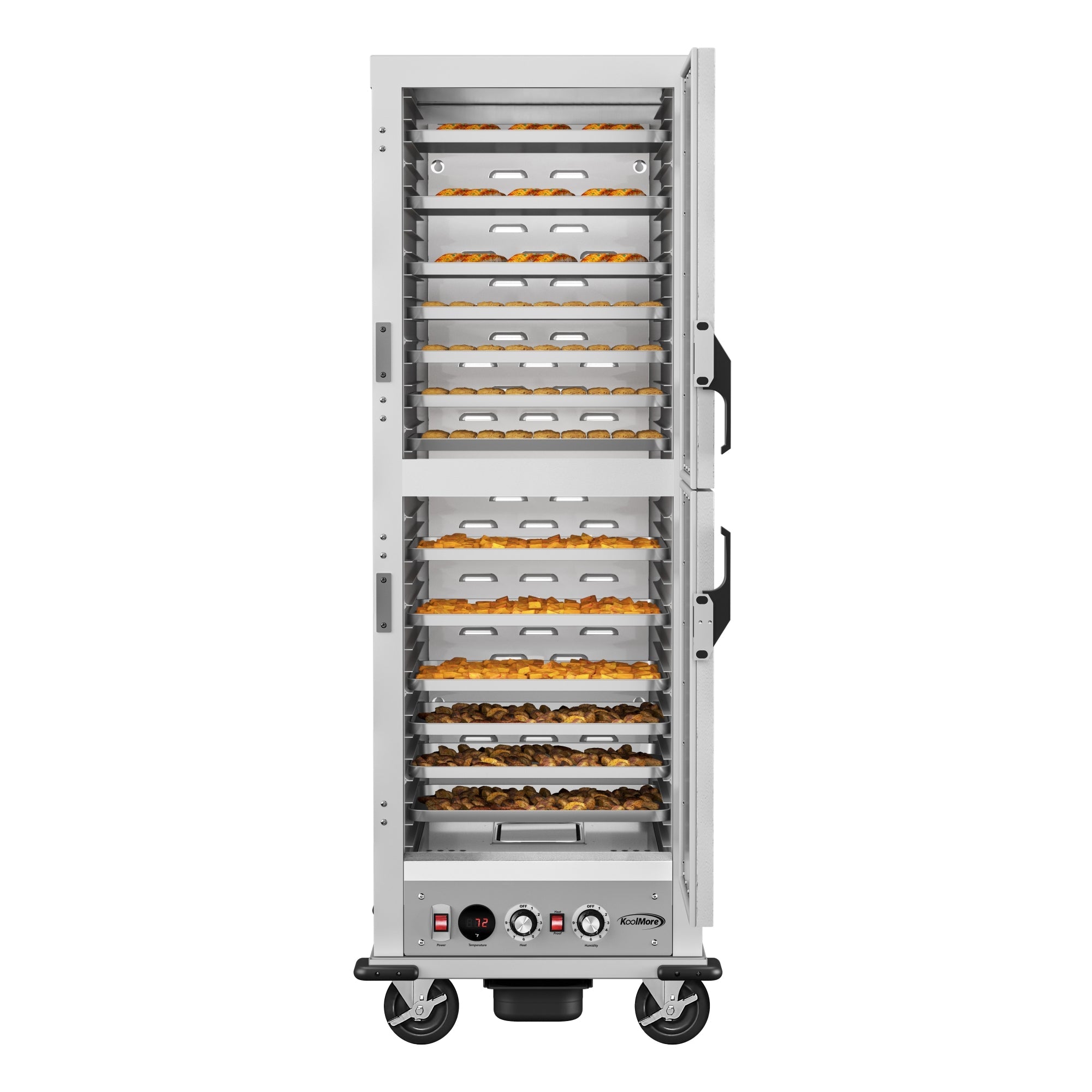 33 in. Commercial Insulated Heated Holding/Proofing  Cabinet with 36-Pan Capacity and Solid Dutch Doors in Silver