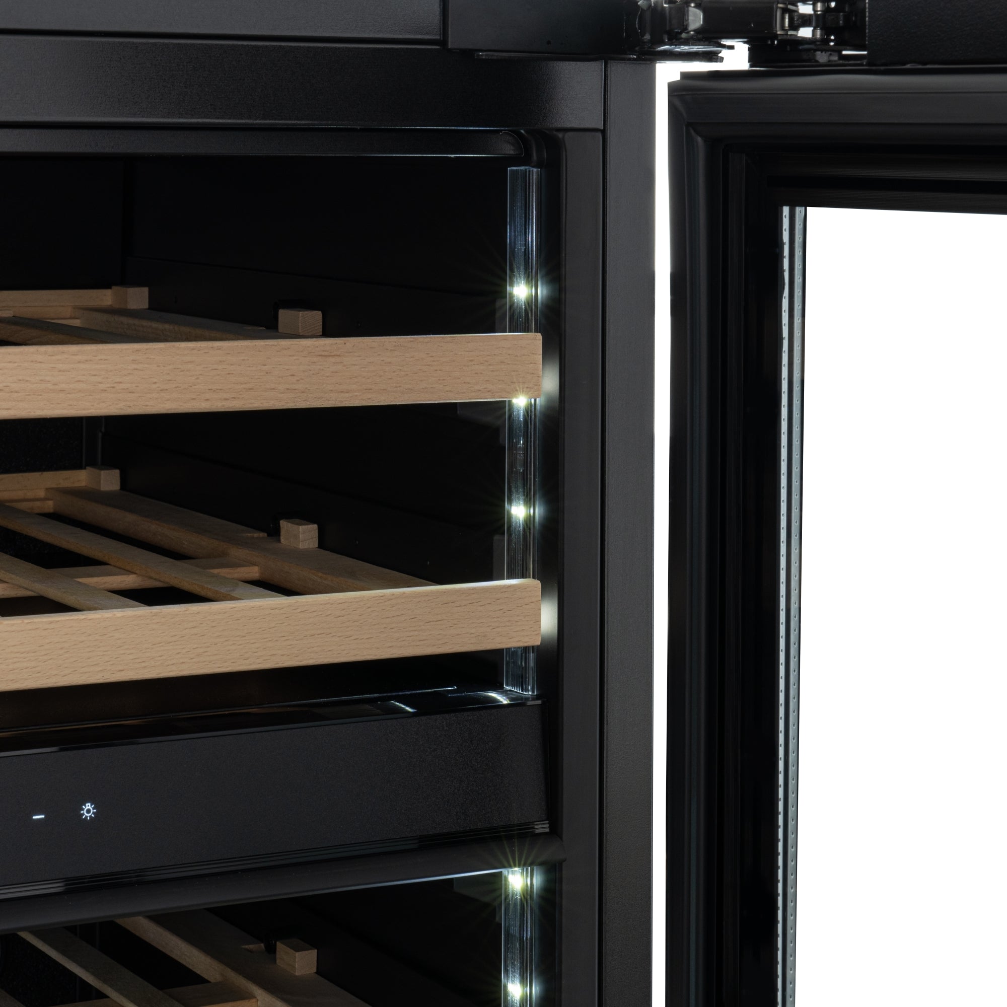 KoolMore Reserve 24 in. Under-Counter Panel Ready Dual Zone Built-in Wine Cooler with 45 Bottle Capacity and Wooden Shelves in Black