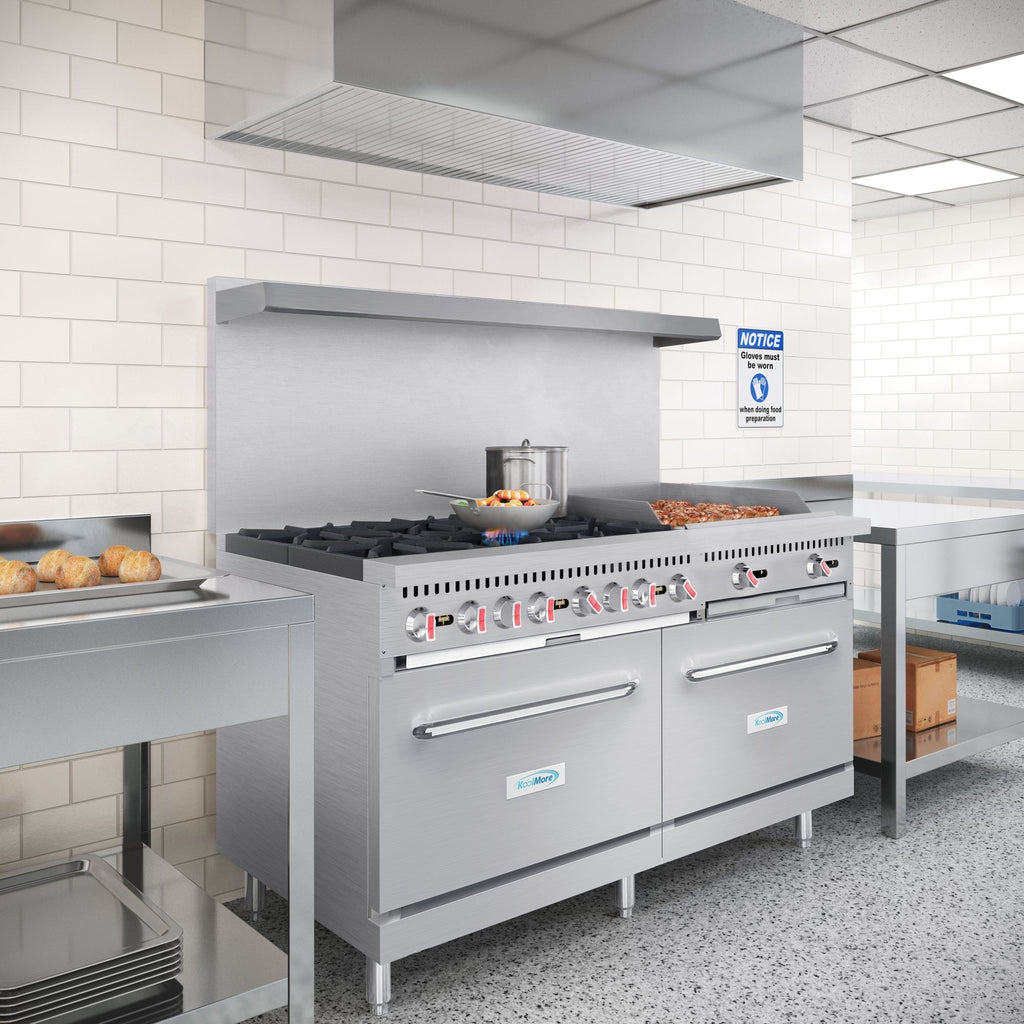 60 in. 6 Burner Commercial Natural Gas Range with 24 in. Griddle in Stainless-Steel