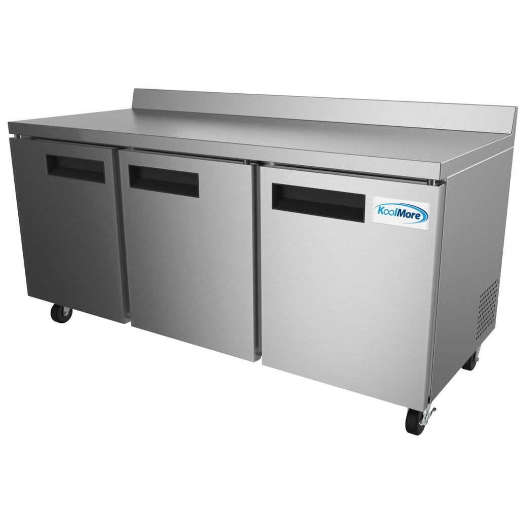 72 in. Three-Door Worktop Refrigerator With 3.5 in. Backsplash - 16.9 Cu Ft.