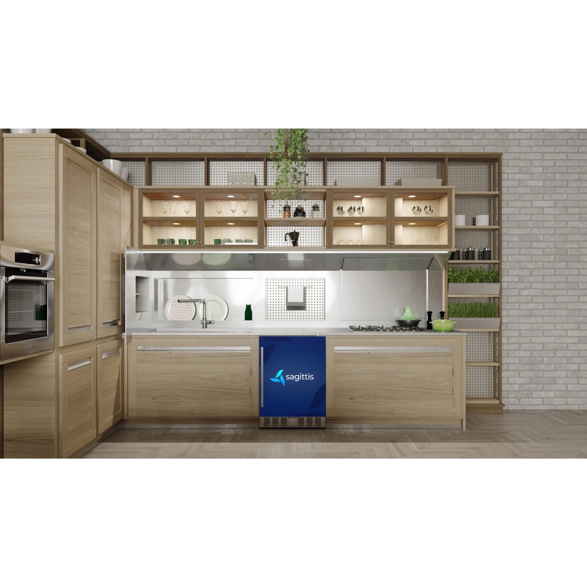 23.4 in. Stainless Steel, Solid-Door Built-In Refrigerator and Beverage Cooler, 5 Cu. ft. - Wrap