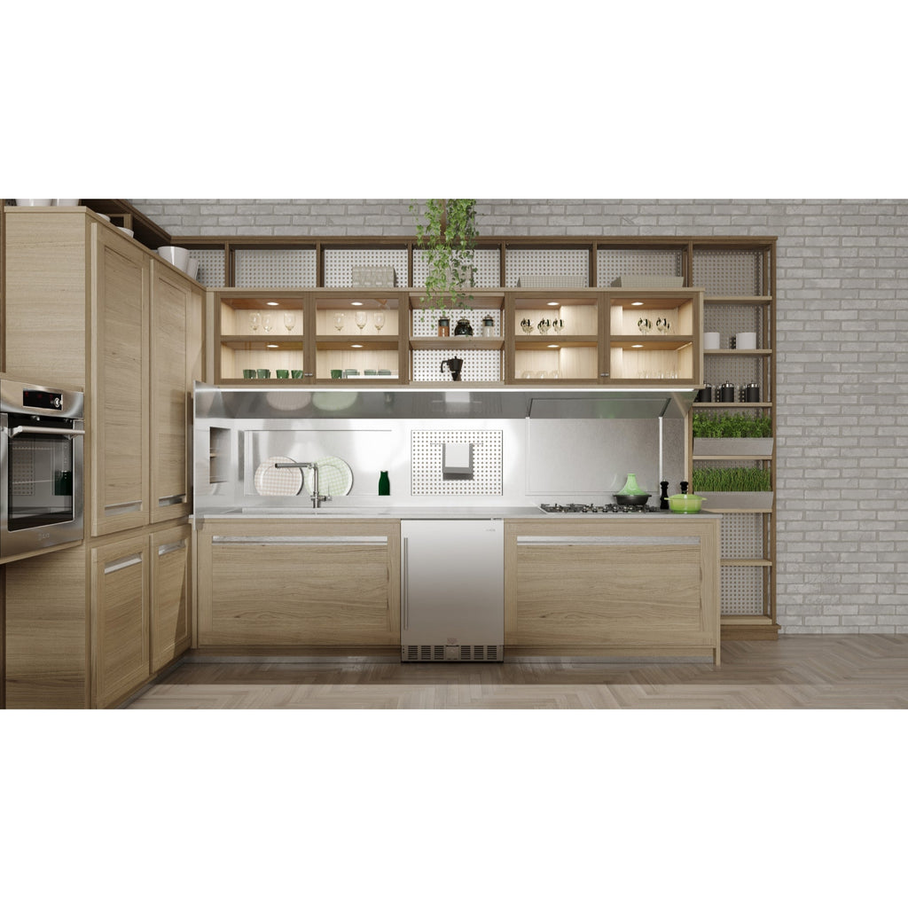 23.4 in. Stainless Steel, Solid-Door Built-In Refrigerator and Beverage Cooler, 5 Cu. ft. - Wrap