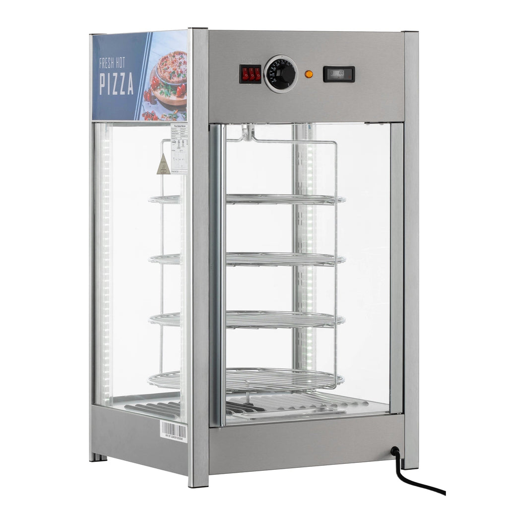 18 in. Commercial Pizza Display Warmer for 12 in. Pies with 4 Rotating Racks in Stainless-Steel